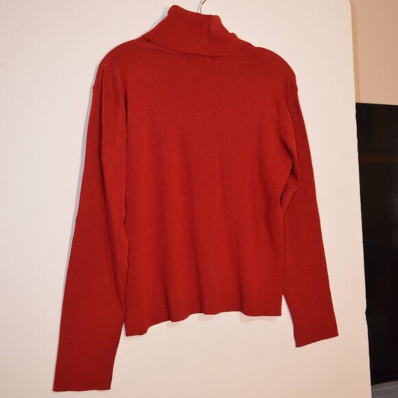 CLAUDIA D. (R) Rayon Nylon Red Sweater Cowl-Neck Long Sleeves Knit Pull-Over XL - Picture 5 of 5